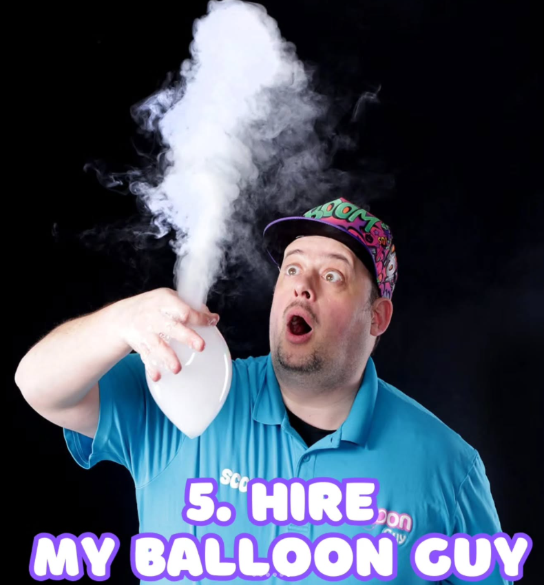 Scotty holding a smoke-filled bubble bursting into a cloud
